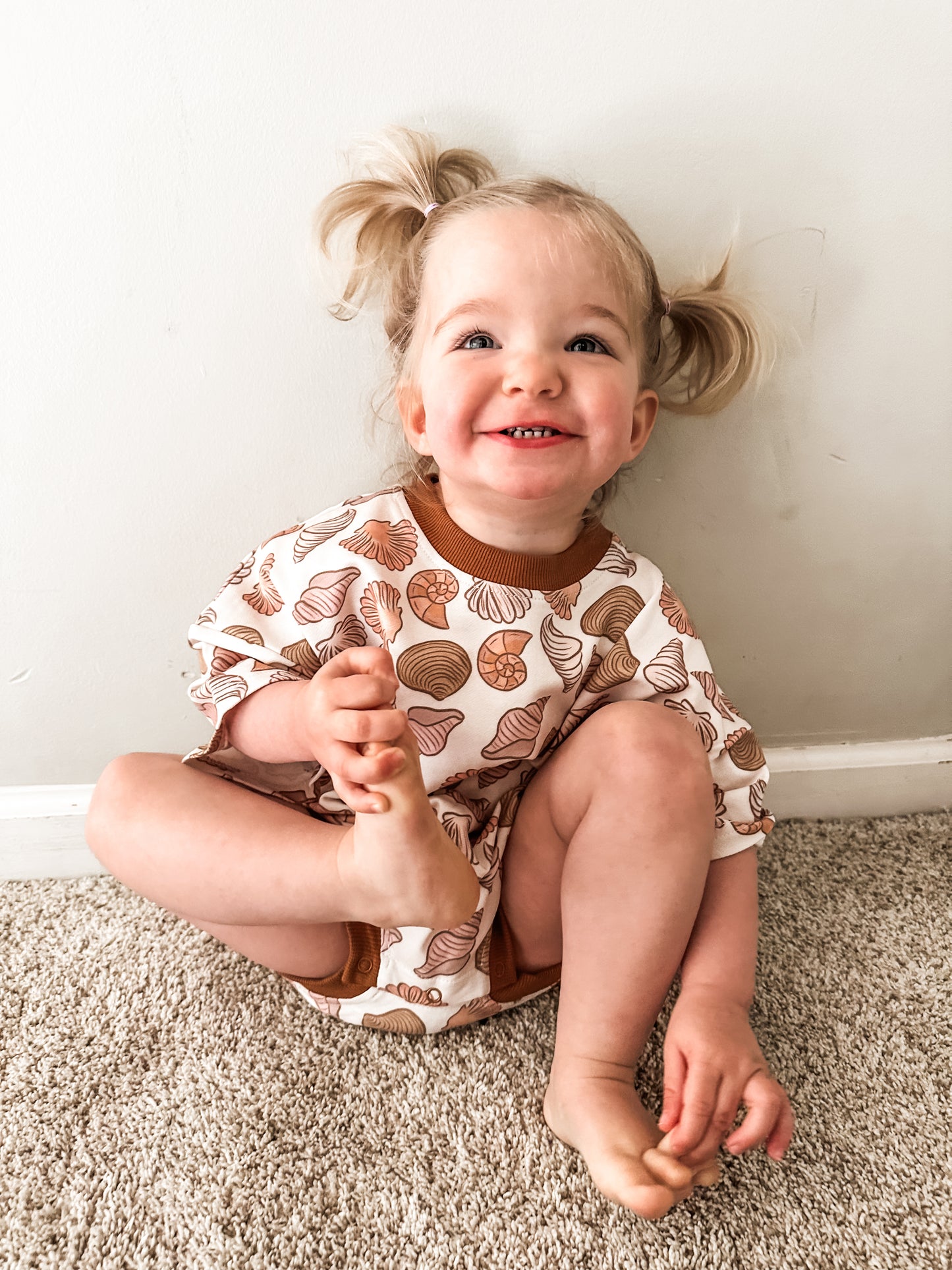 Oversized T-shirt Bubble Romper- Shoreline Shell