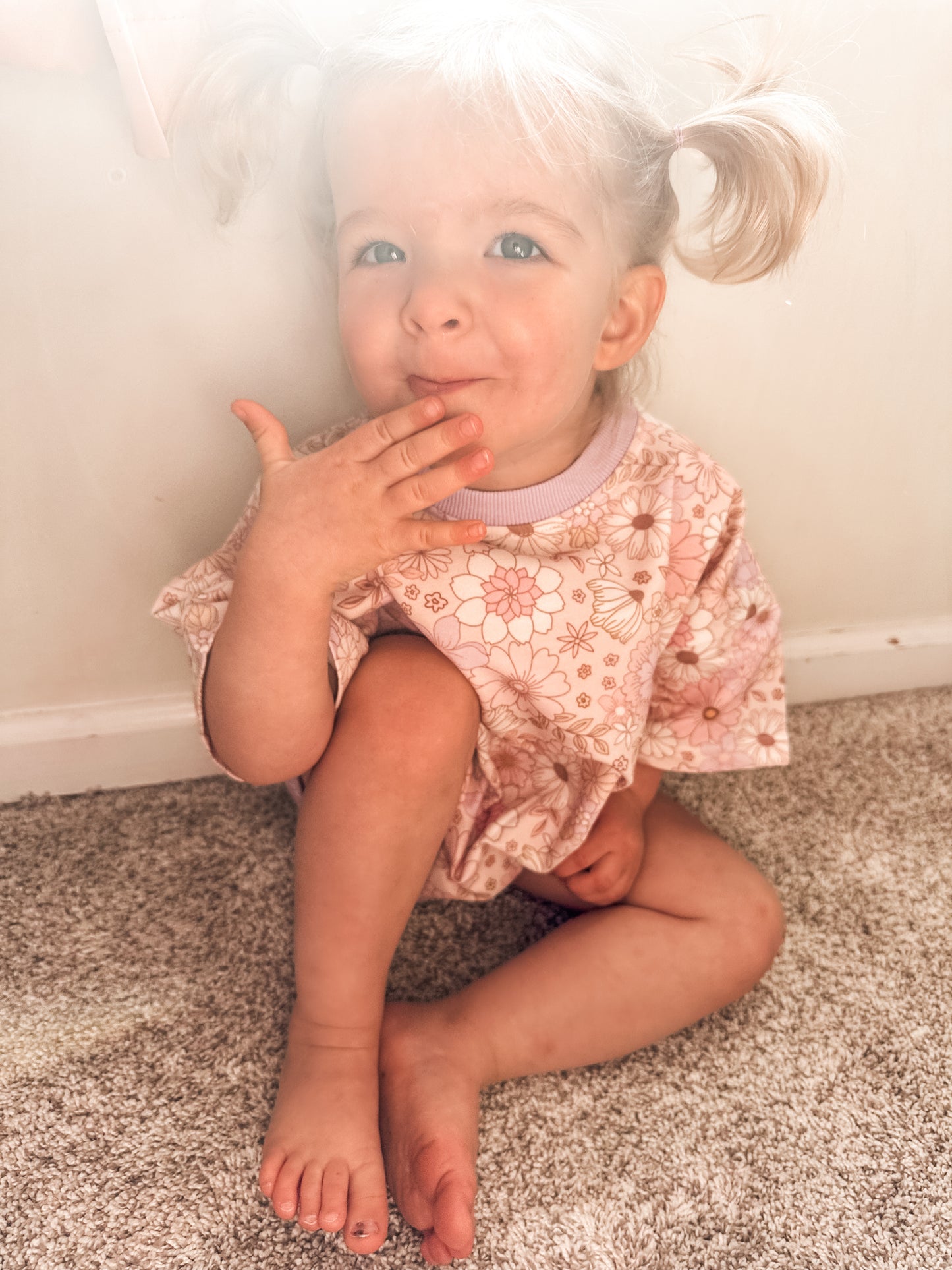 Oversized T-shirt Bubble Romper- Wildflower Whisper