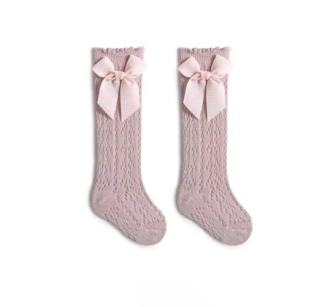 Blush Mesh Bow Sock