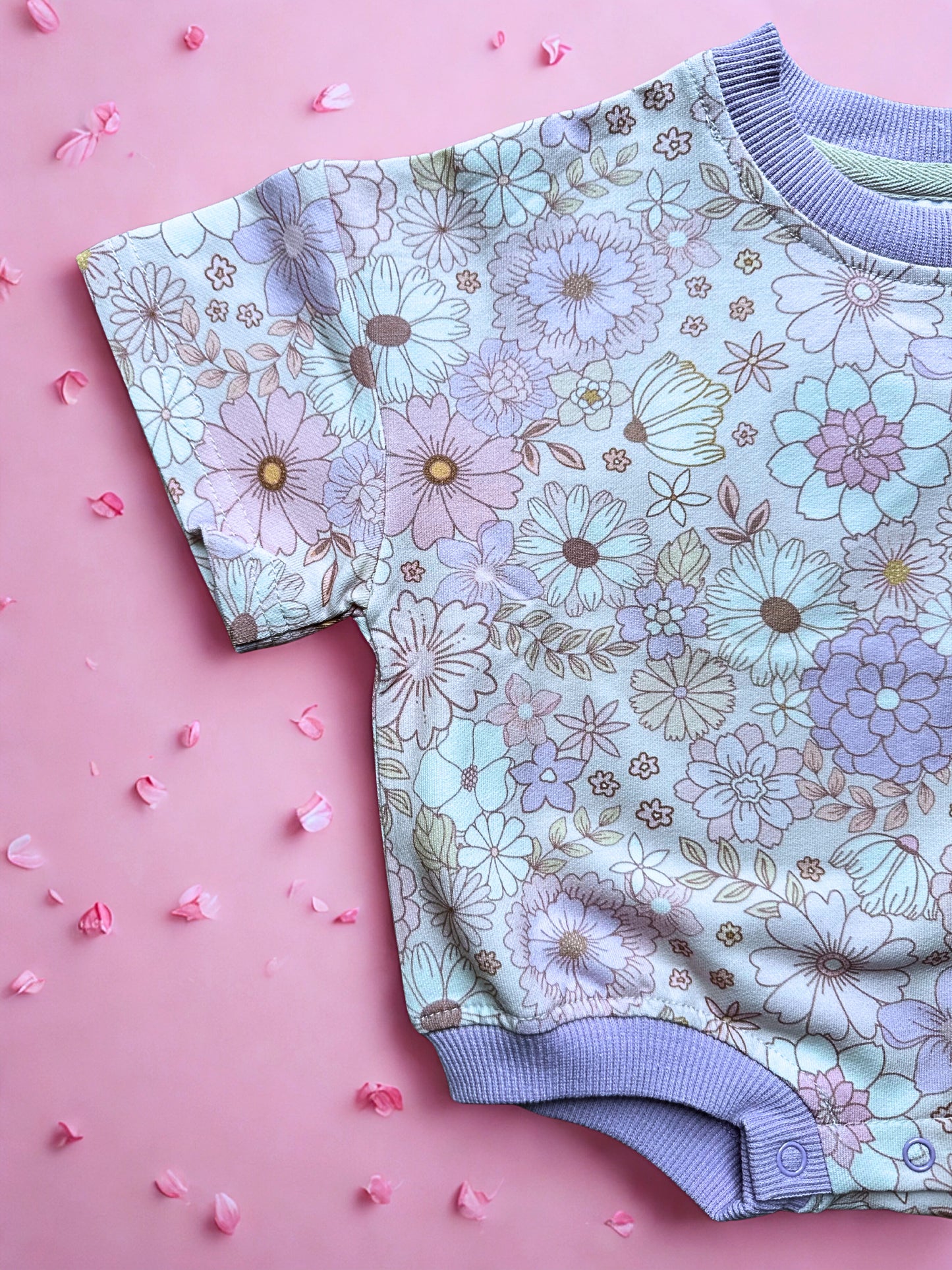 Oversized T-shirt Bubble Romper- Wildflower Whisper