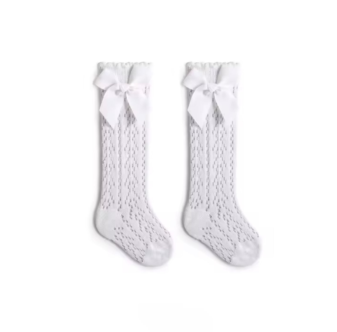 White Mesh Bow Sock
