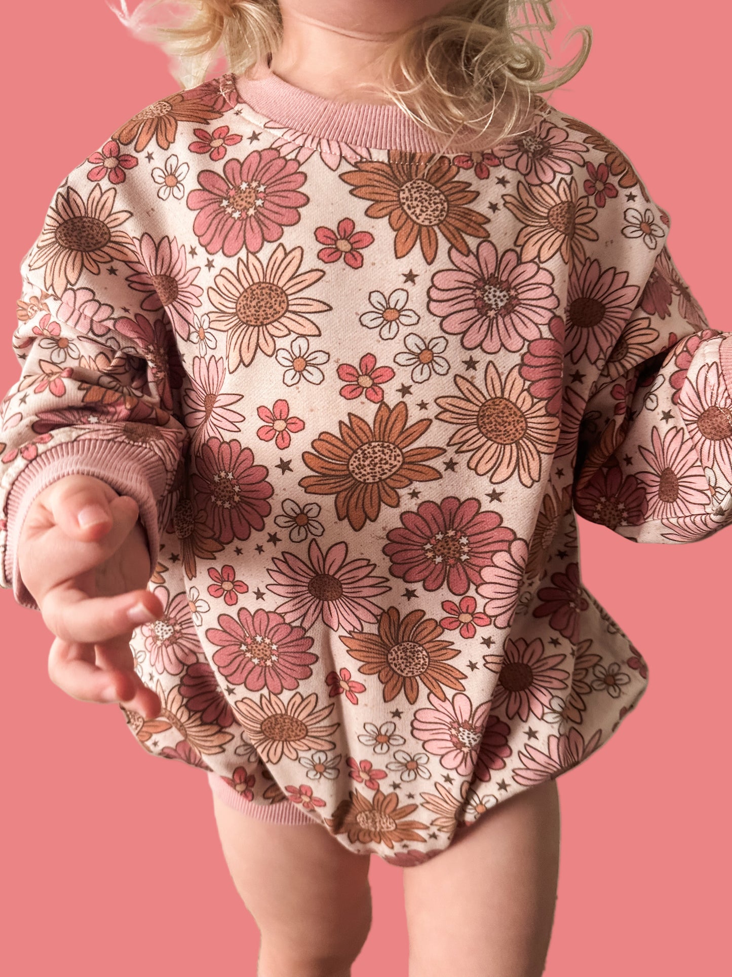 Oversized Cozy Romper - Blush Blooms