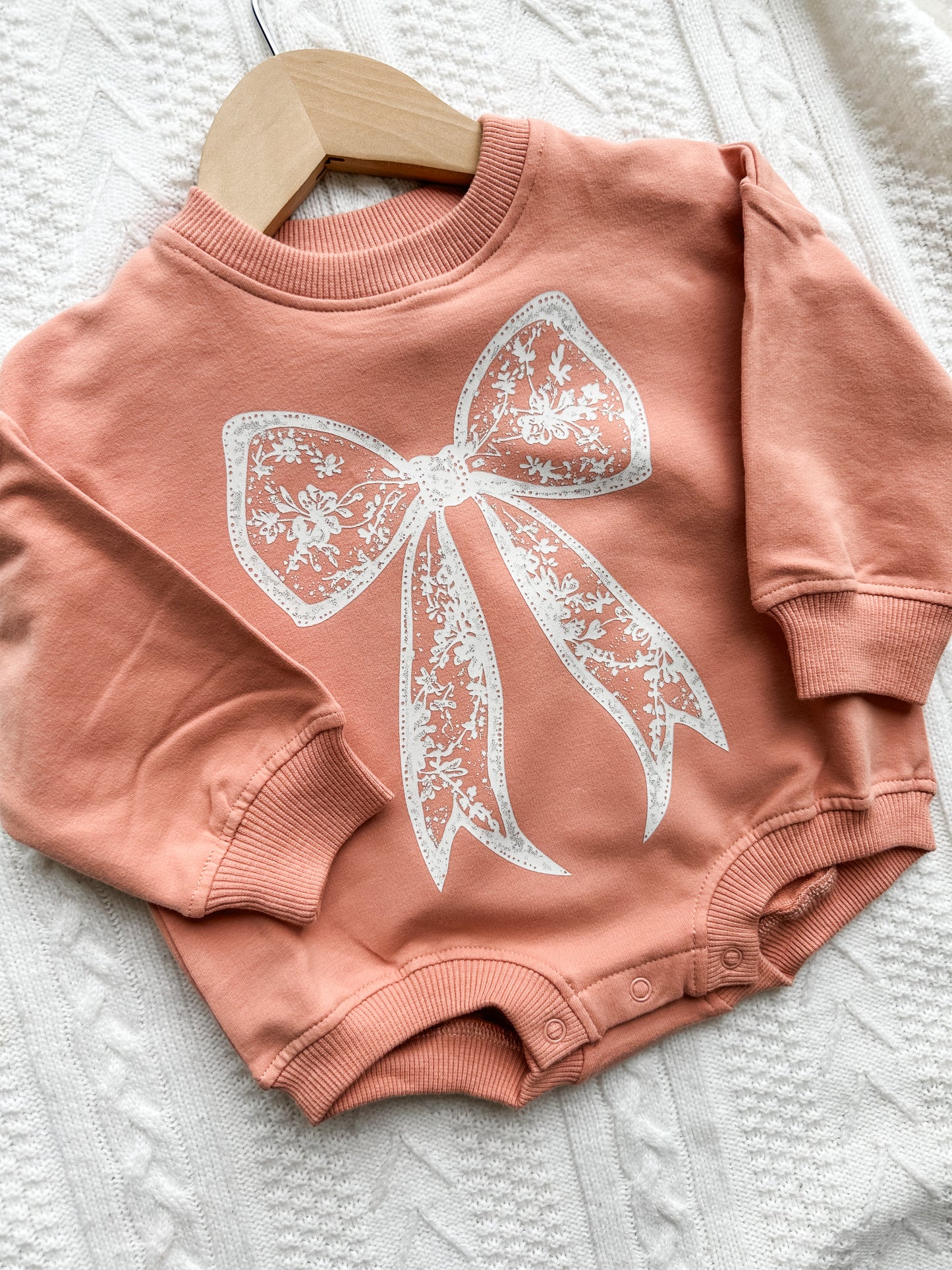 Pink Bow Oversized Cozy Romper