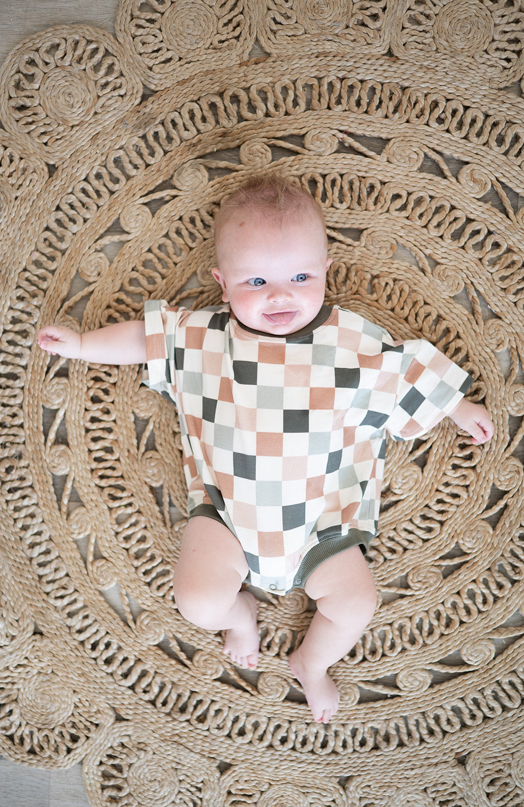 Oversized T-shirt Bubble Romper- Sage Check