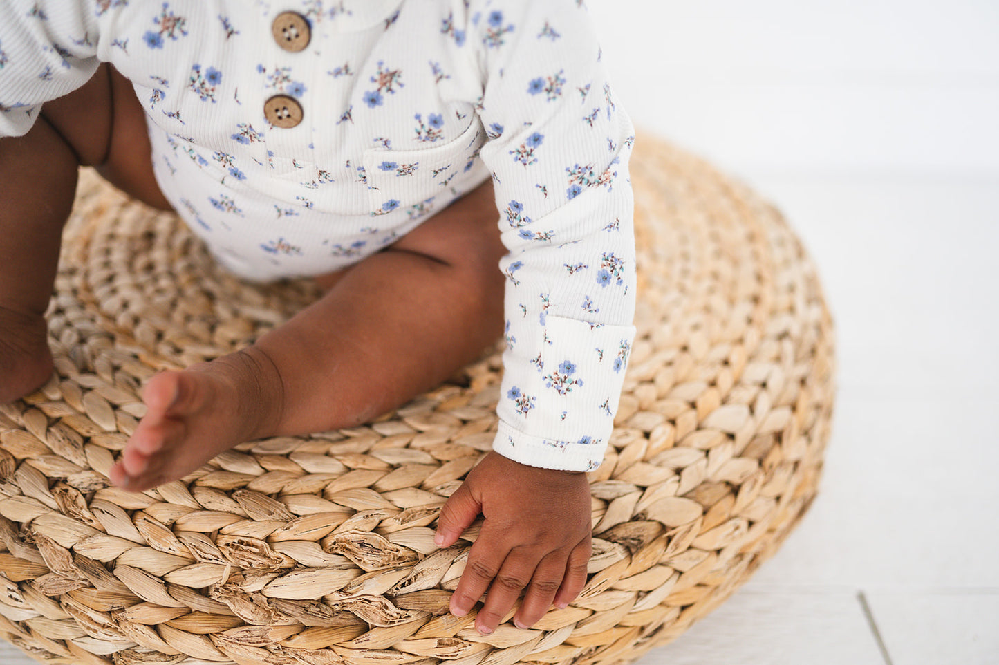 Dainty Floral Ribbed Cotton Bodysuit