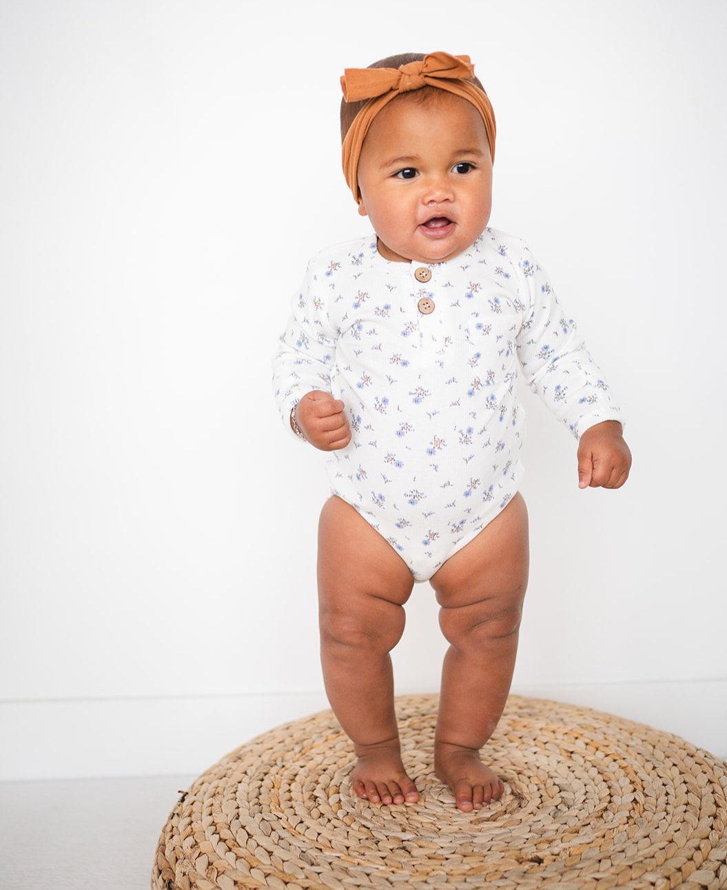 Dainty Floral Ribbed Cotton Bodysuit