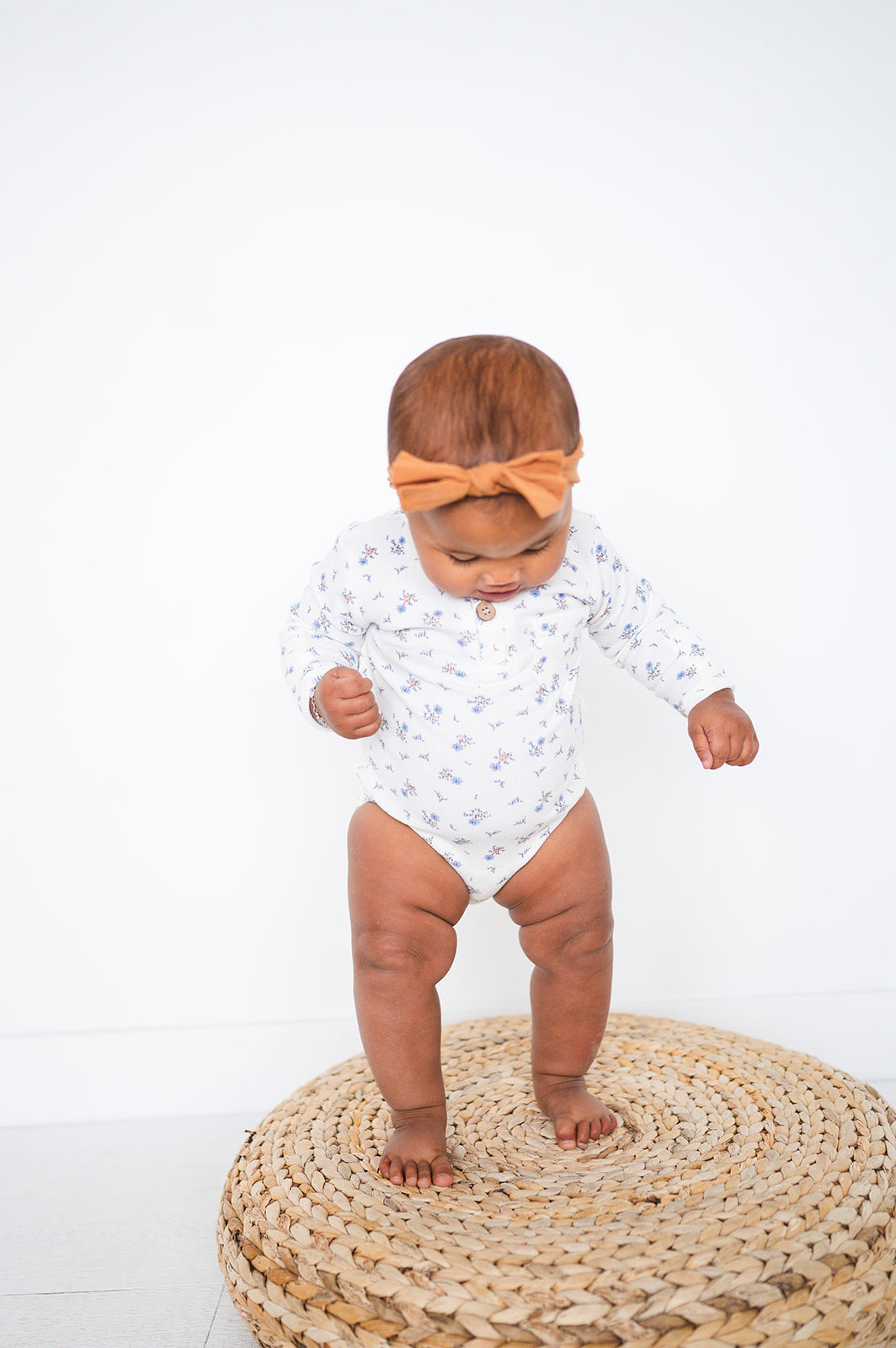 Dainty Floral Ribbed Cotton Bodysuit