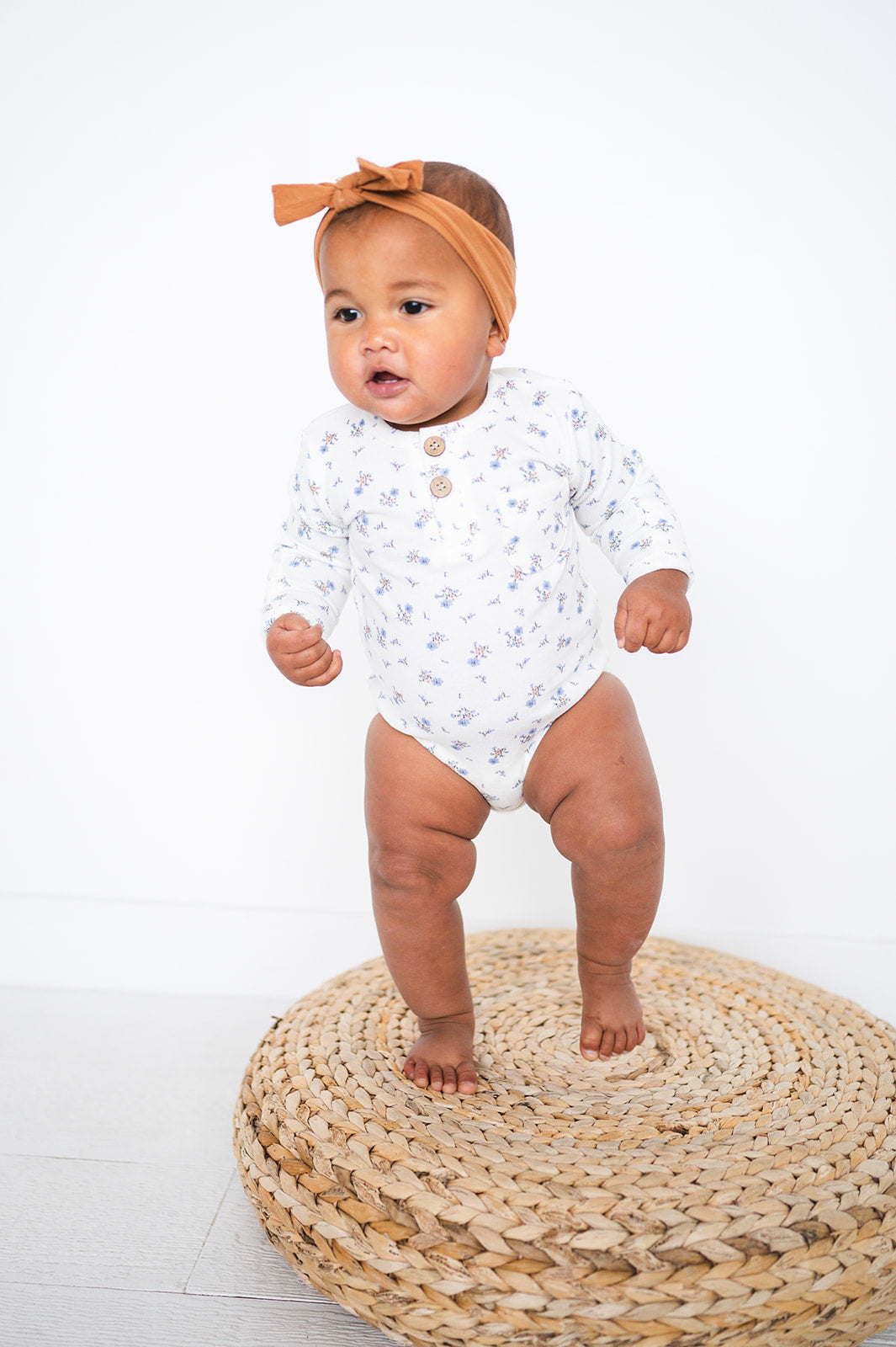 Dainty Floral Ribbed Cotton Bodysuit
