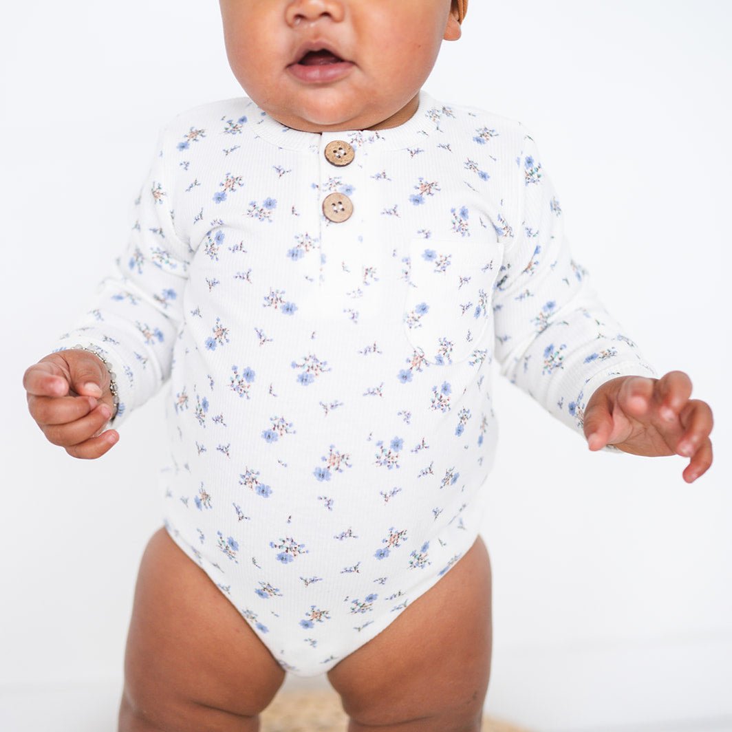Dainty Floral Ribbed Cotton Bodysuit