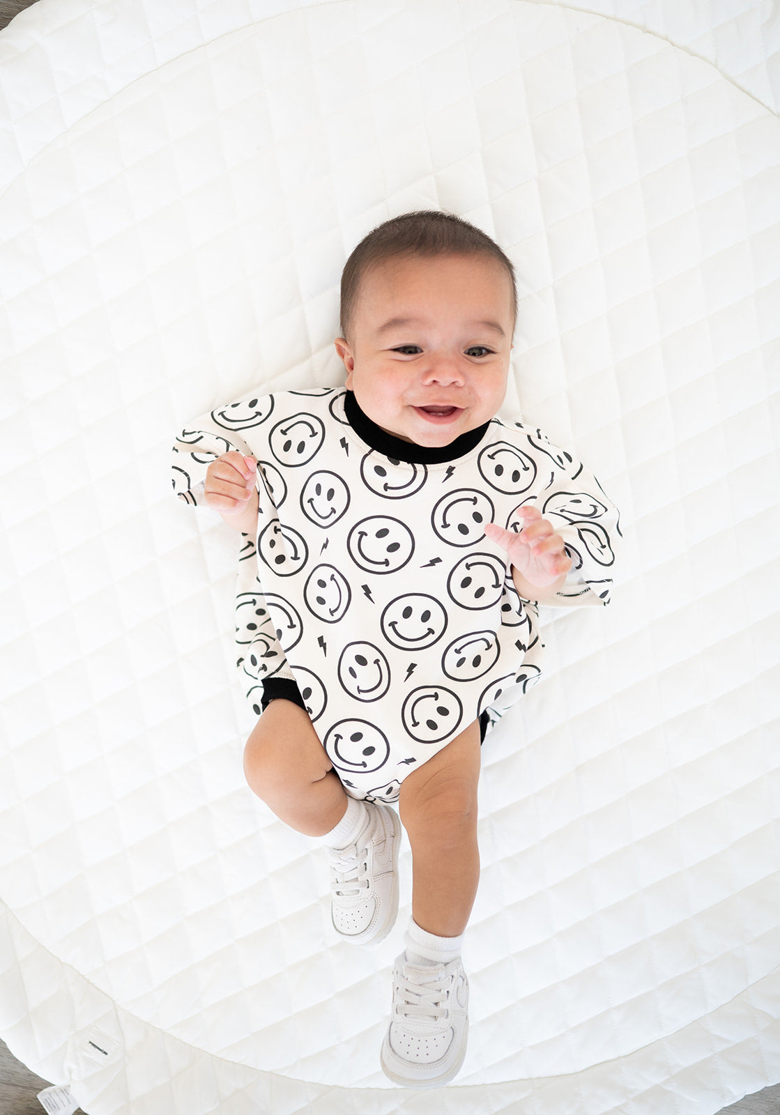 Oversized T-shirt Bubble Romper- Electric Smiley