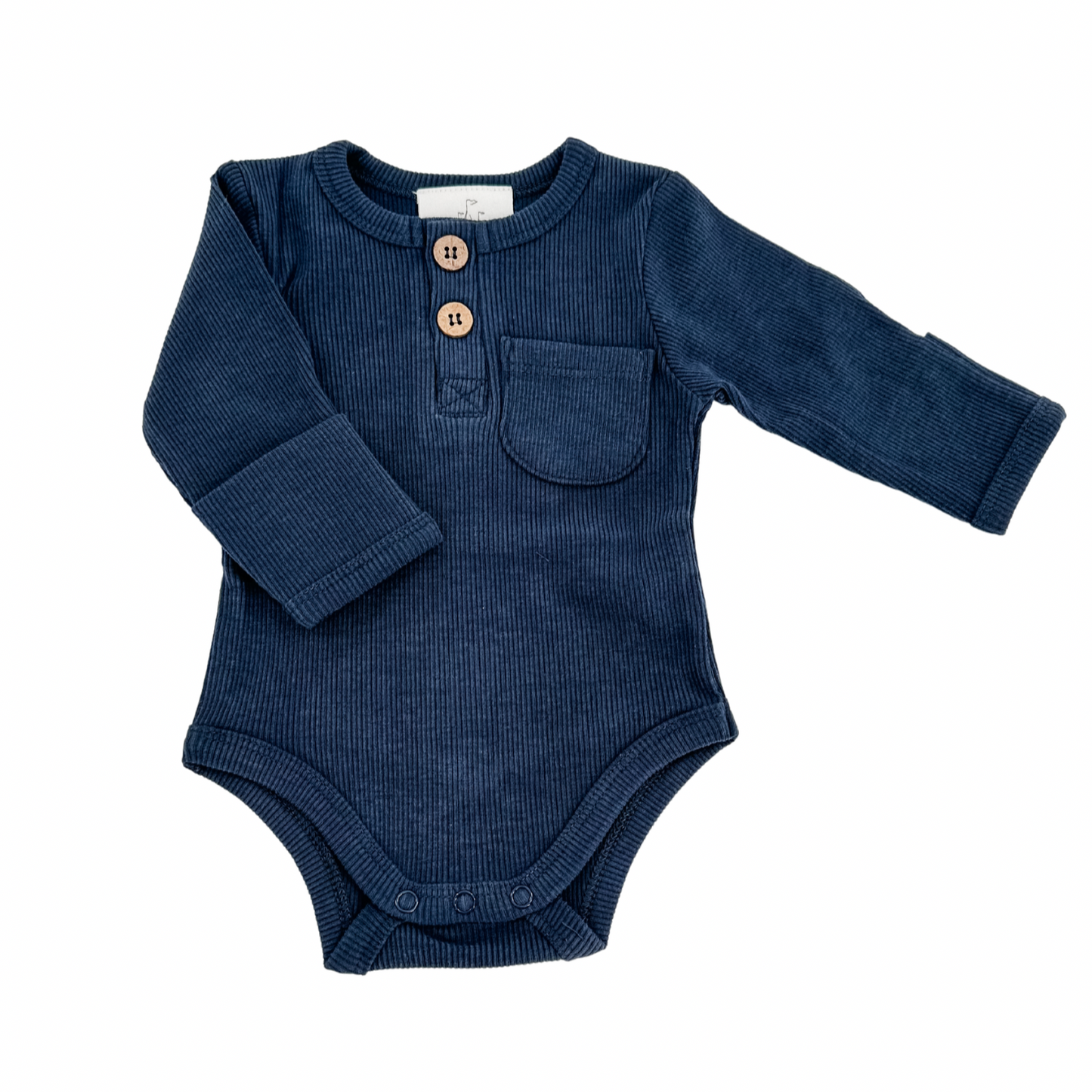 Navy Ribbed Cotton Bodysuit