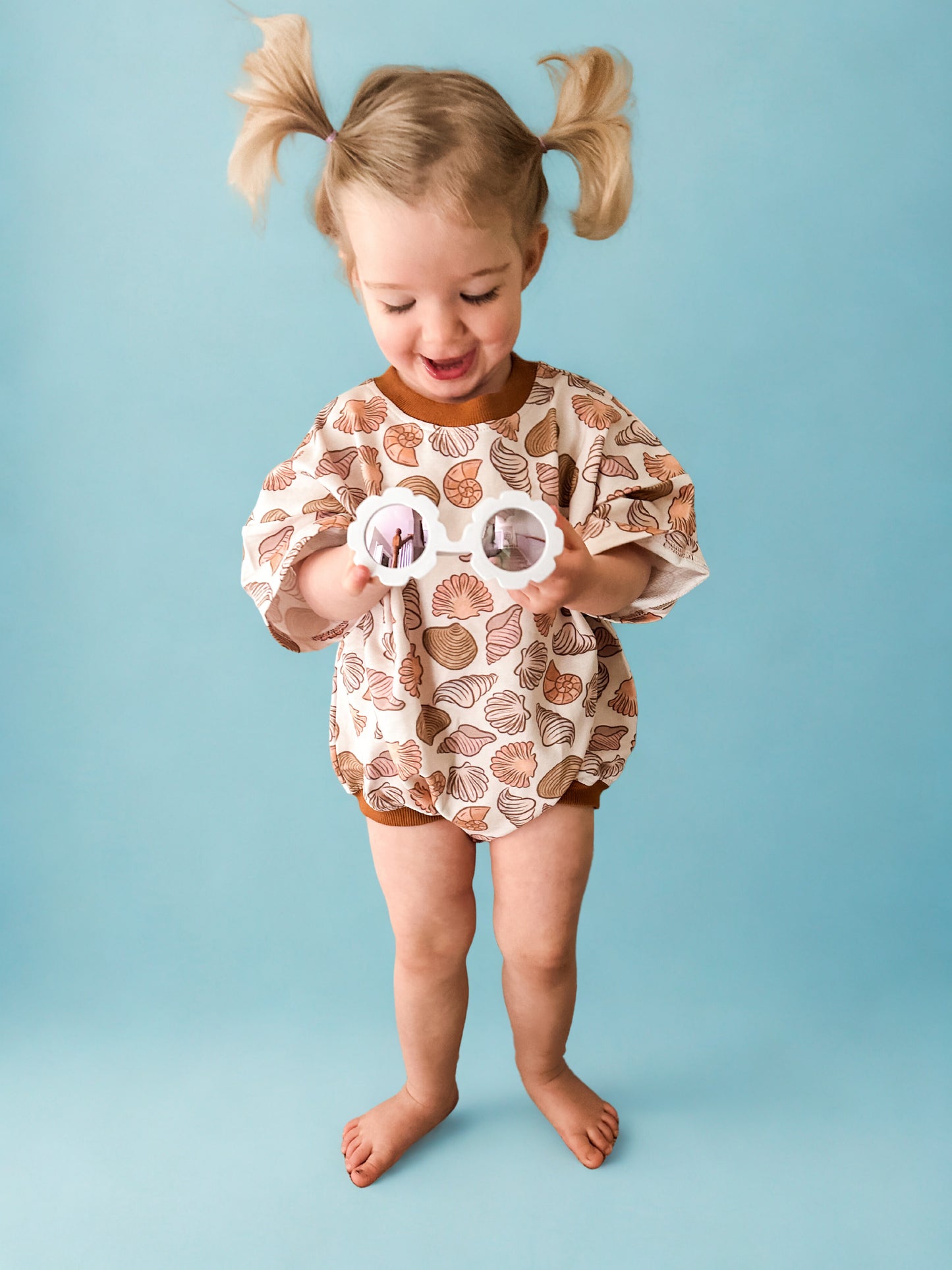 Oversized T-shirt Bubble Romper- Shoreline Shell