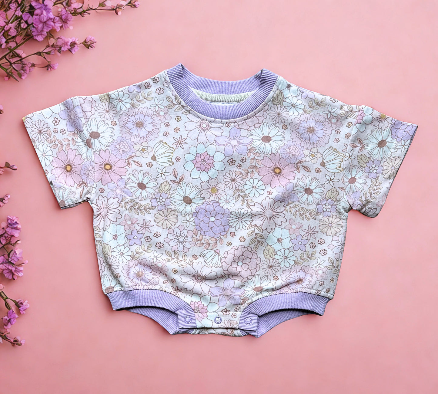Oversized T-shirt Bubble Romper- Wildflower Whisper