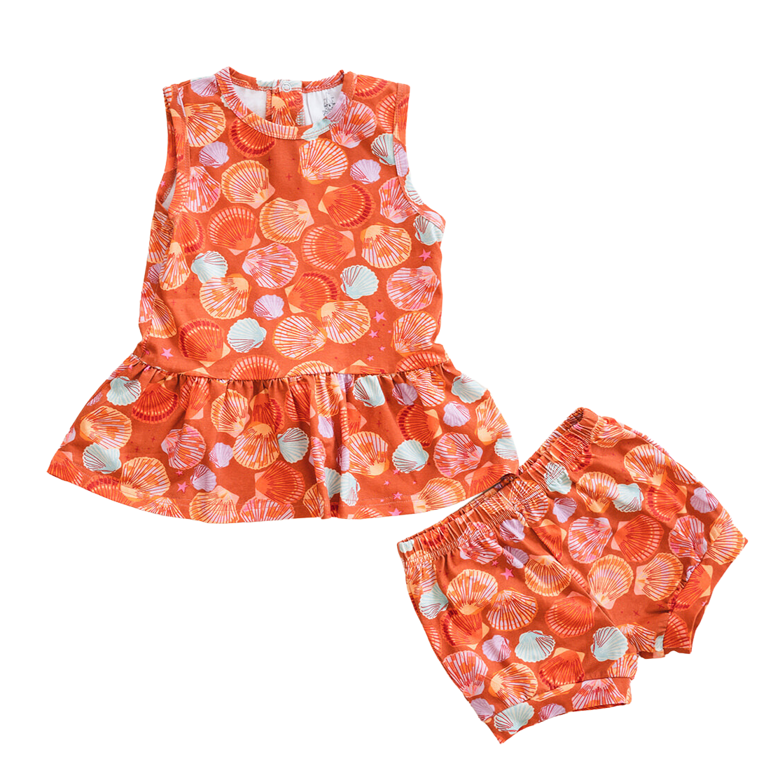 Peplum Tank & Shorties - Boho Sea Shell