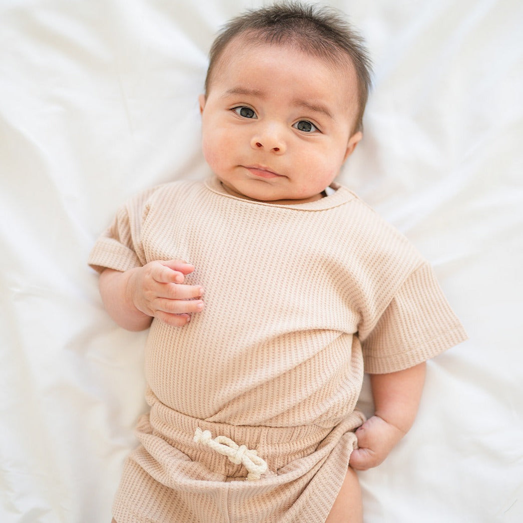 Waffle Knit Set- Beige