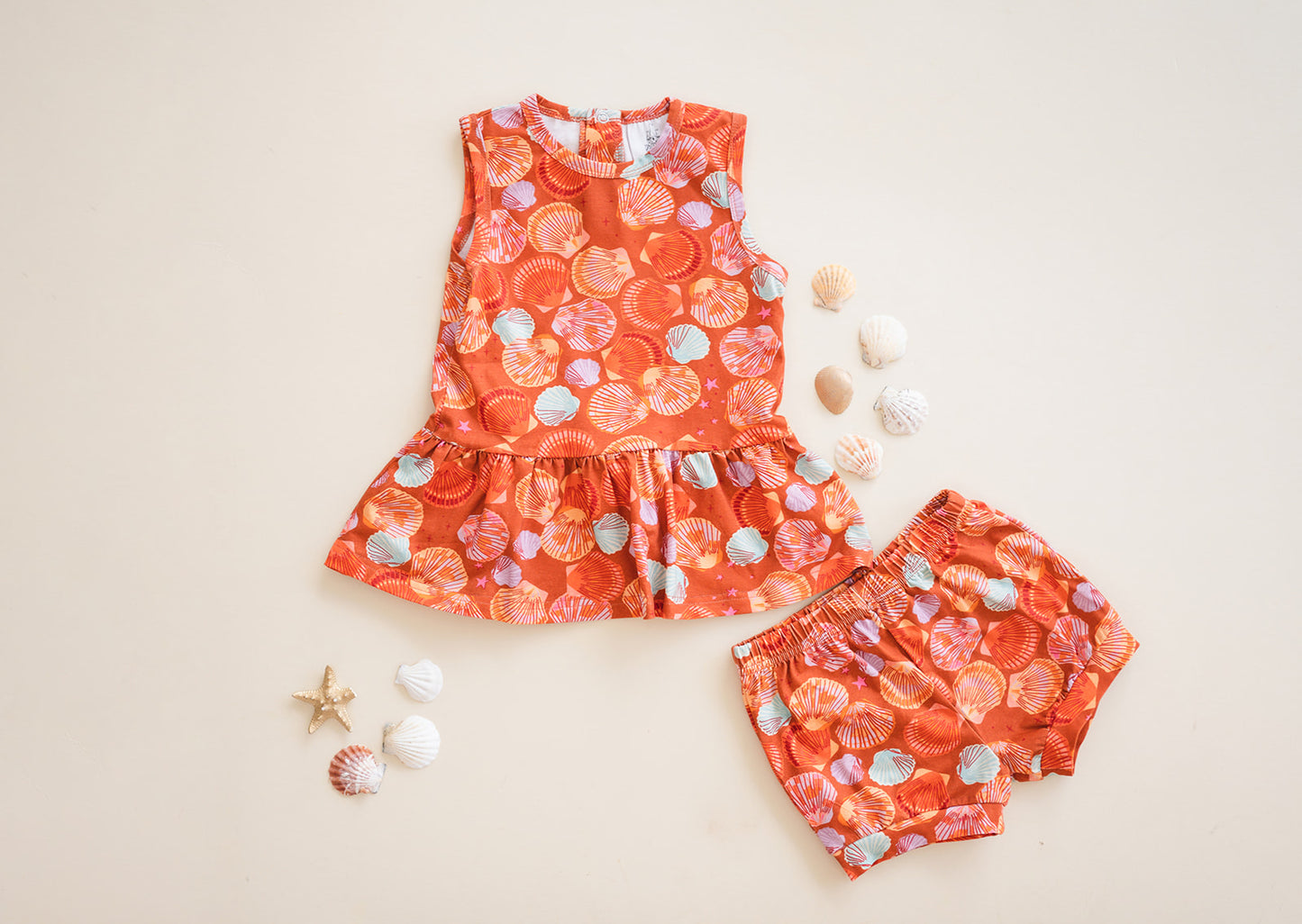 Peplum Tank & Shorties - Boho Sea Shell