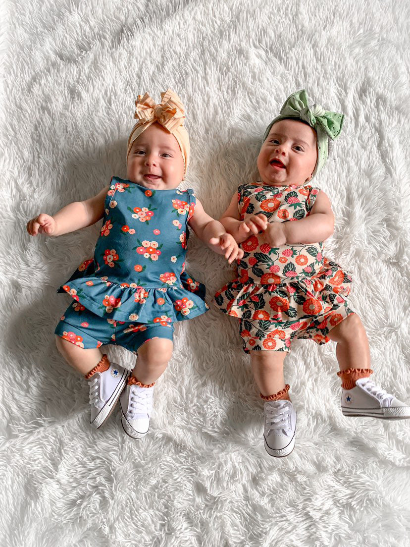 Peplum Tank & Shorties
- Navy Floral