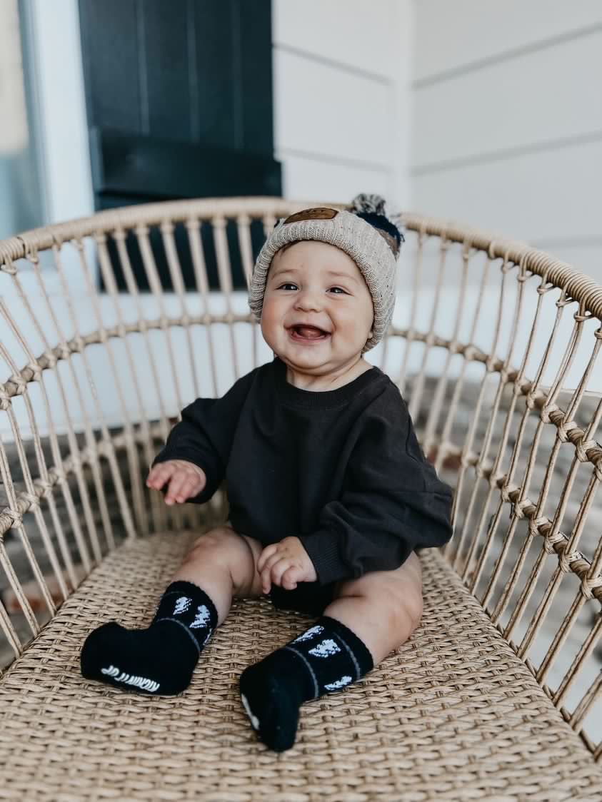 Oversized Cozy Romper - Faded Black