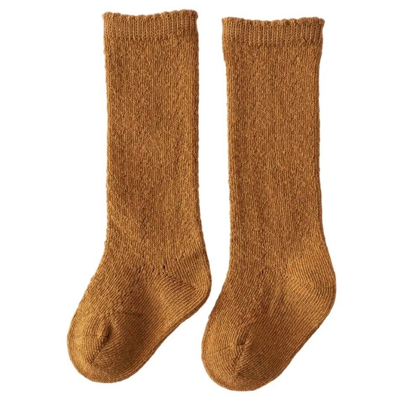Mesh Cotton Socks- Rust