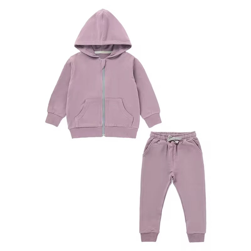 Lavender Organic Cotton 2-Piece Zip Jogger Sweatsuit
