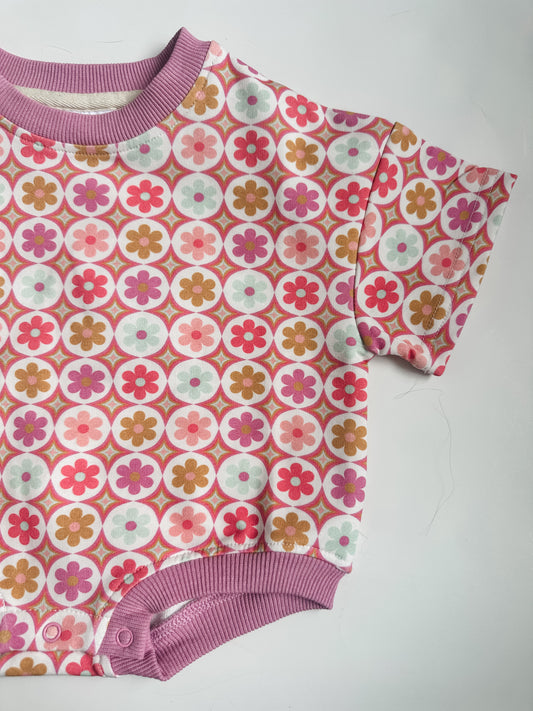 Oversized T-shirt Bubble Romper- Groovy Kaleidoscope Floral