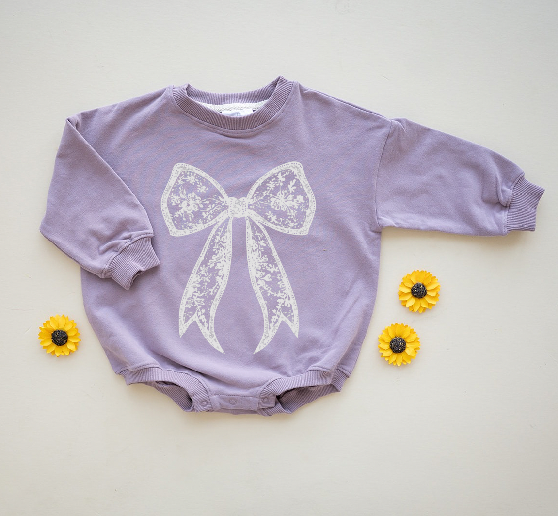 Vintage Bow Oversized Cozy Romper