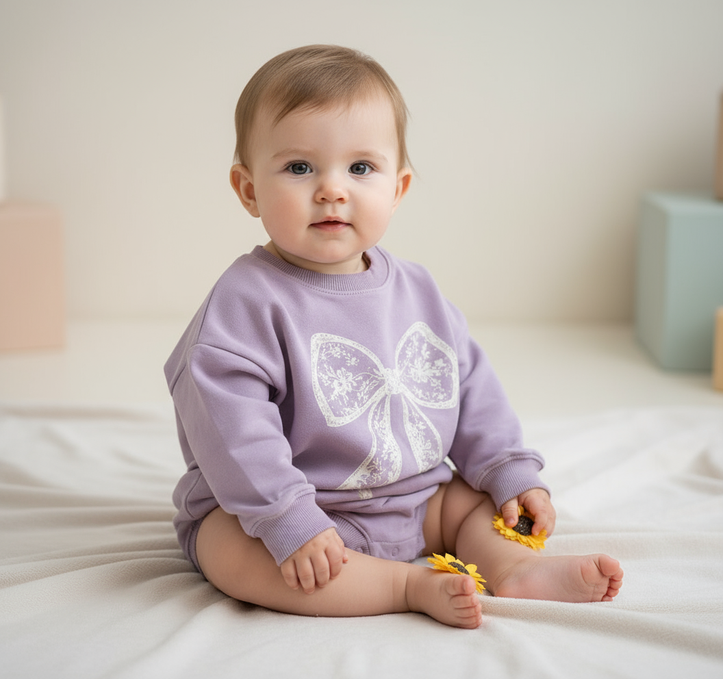 Vintage Bow Oversized Cozy Romper