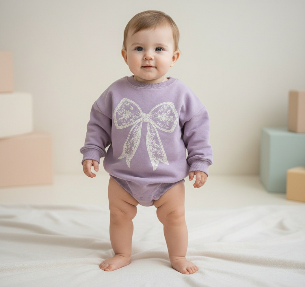 Vintage Bow Oversized Cozy Romper