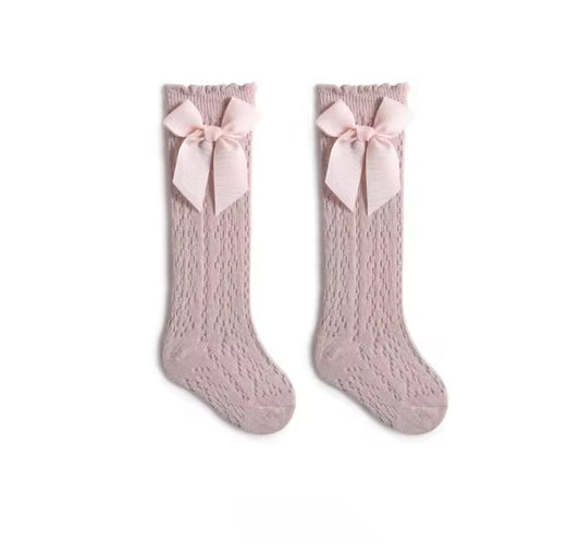 Blush Mesh Bow Sock