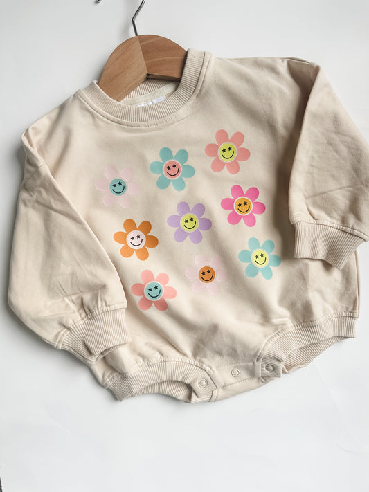 Oversized Cozy Romper- Happy Daisies