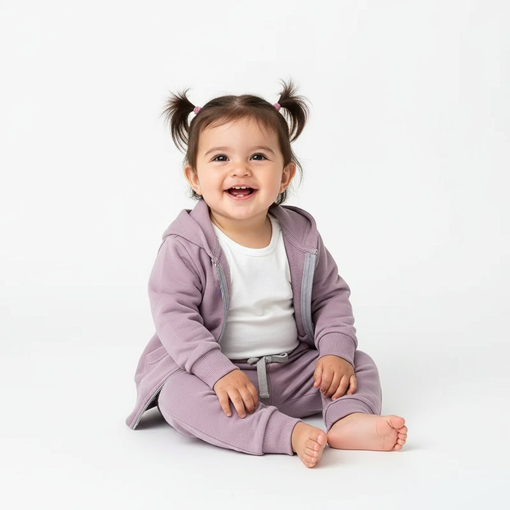 Lavender Organic Cotton 2-Piece Zip Jogger Sweatsuit