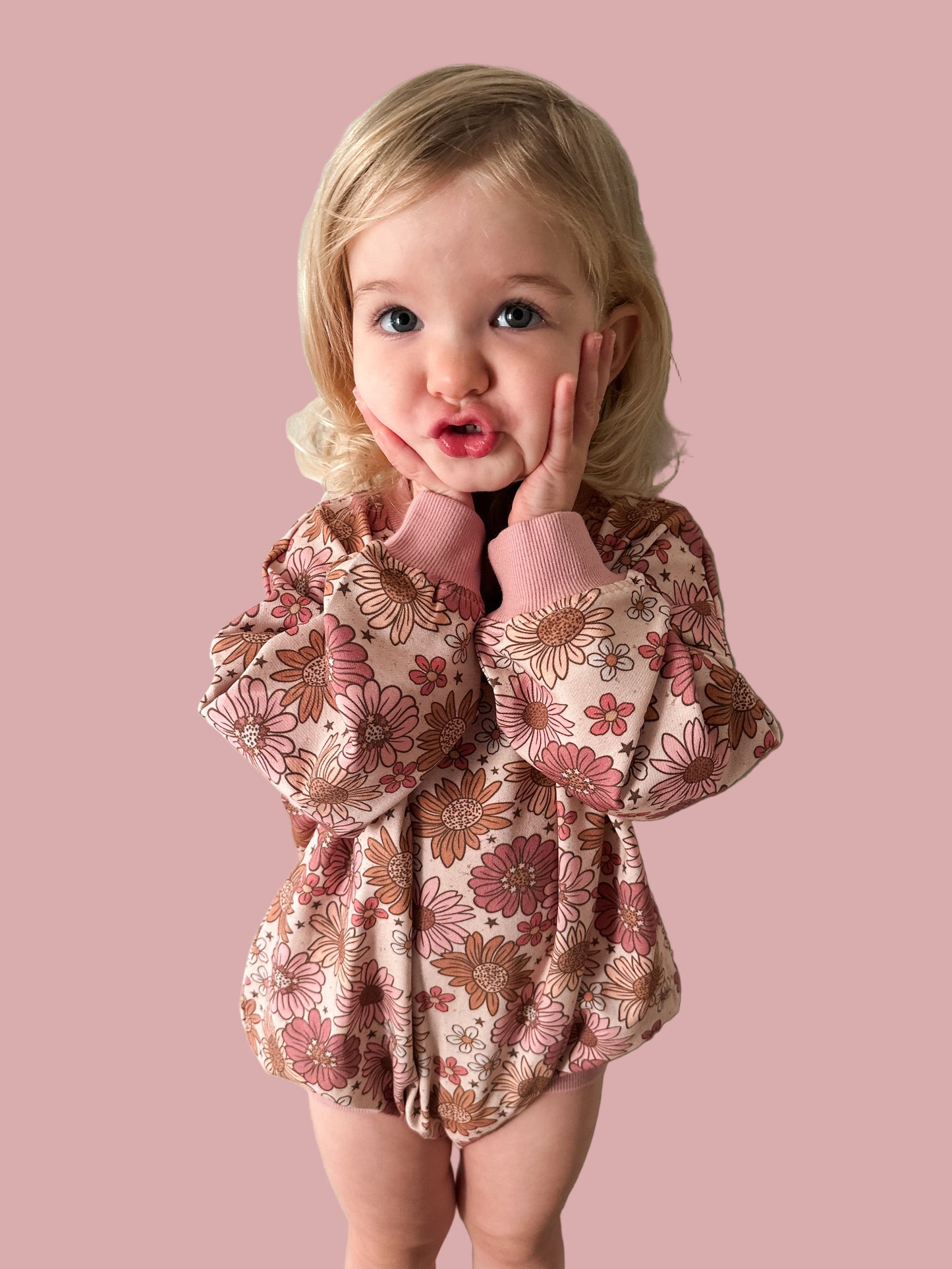 Oversized Cozy Romper - Blush Blooms
