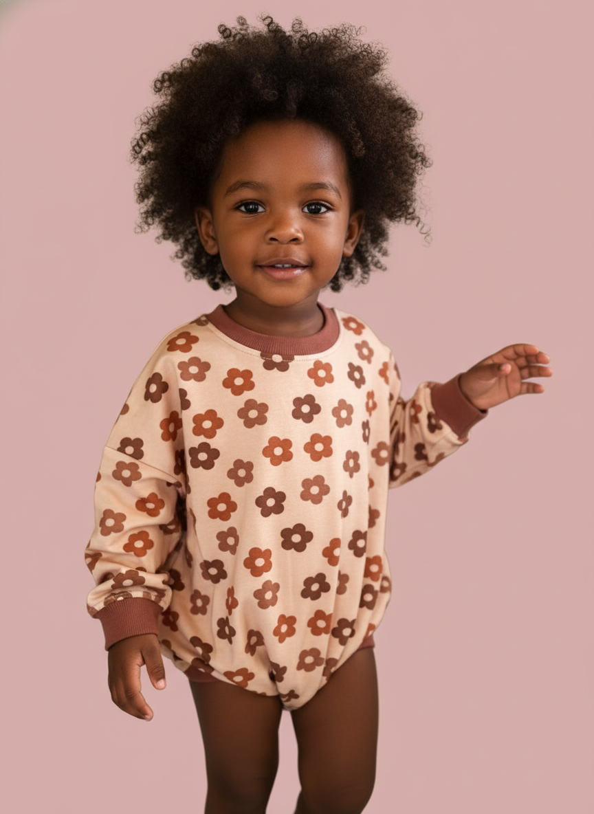 Oversized Cozy Romper - Spiced Daisy