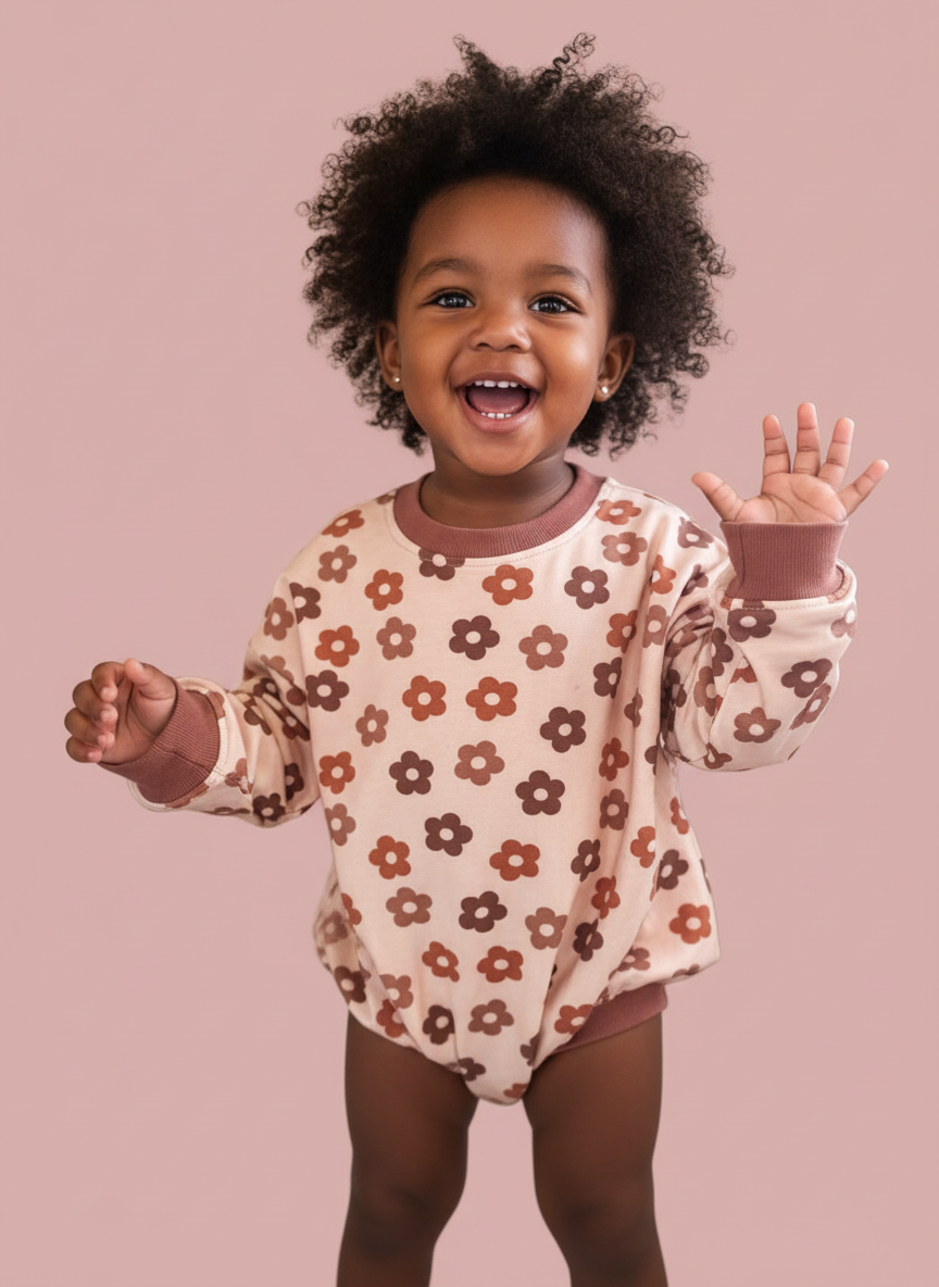 Oversized Cozy Romper - Spiced Daisy