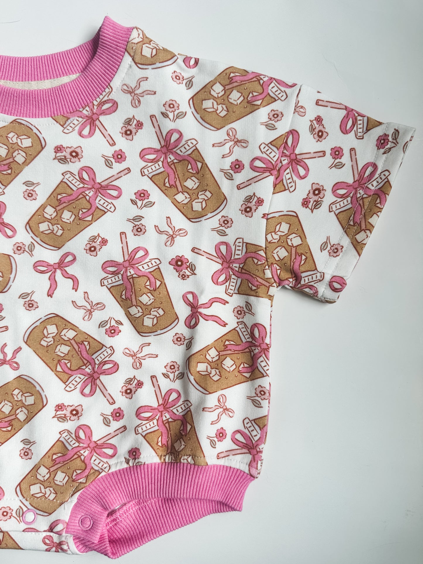 Oversized T-shirt Bubble Romper- Iced Coffee Date