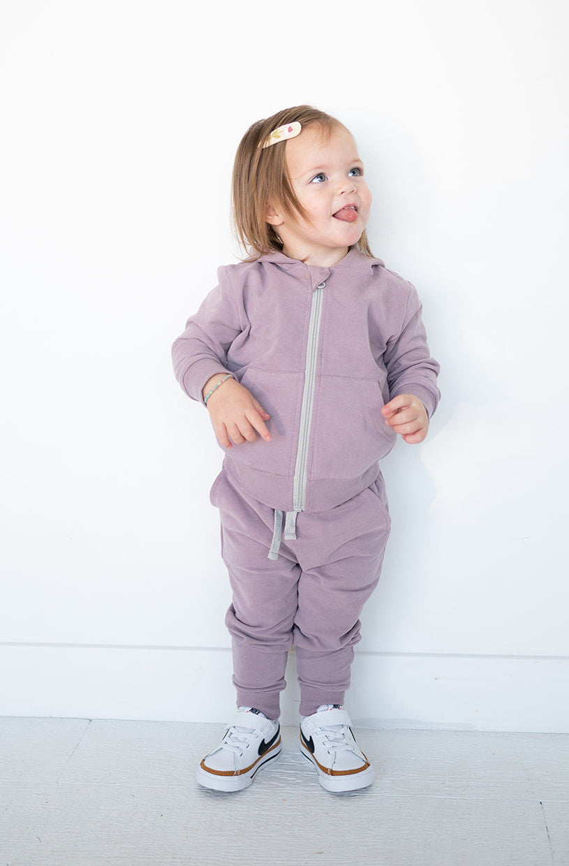 Lavender Organic Cotton 2-Piece Zip Jogger Sweatsuit