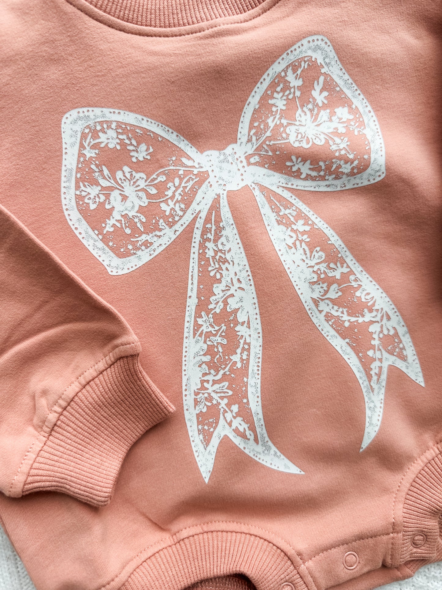 Pink Bow Oversized Cozy Romper