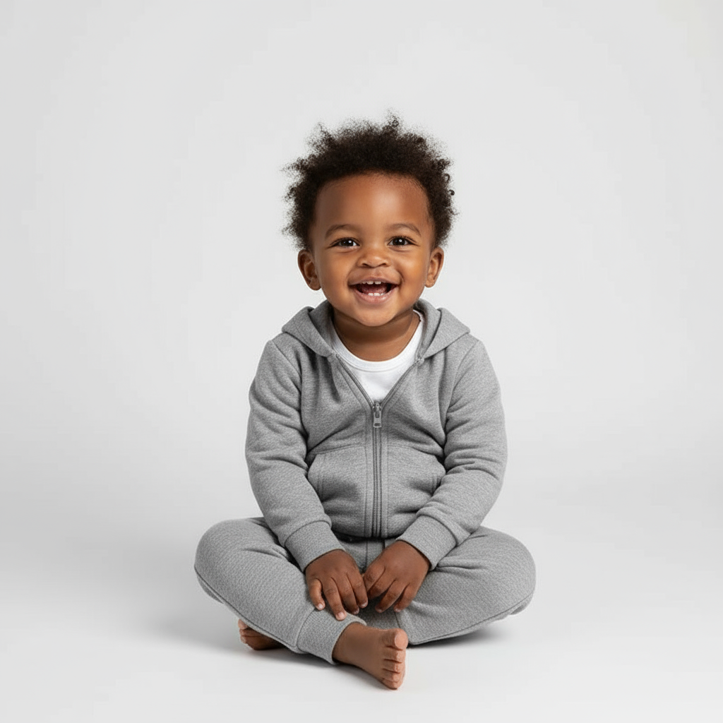 Stone Gray Organic Cotton 2-Piece Zip Jogger Sweatsuit