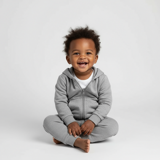 Stone Gray Organic Cotton 2-Piece Zip Jogger Sweatsuit