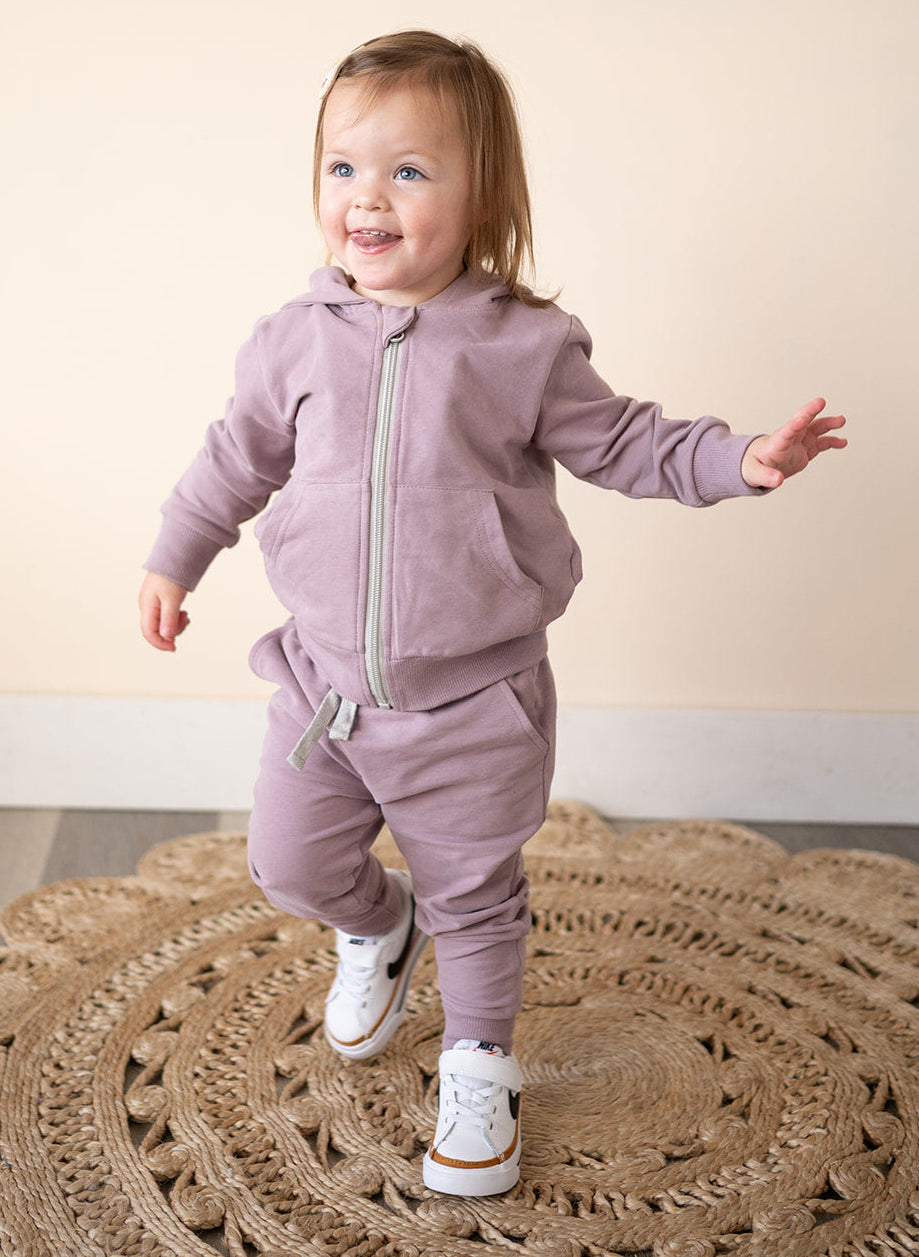 Lavender Organic Cotton 2-Piece Zip Jogger Sweatsuit
