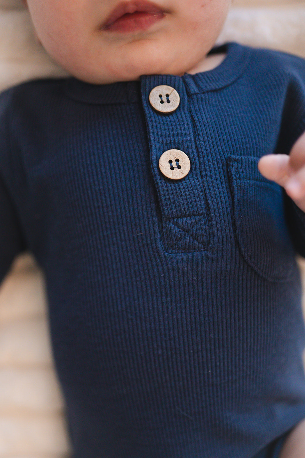 Navy Ribbed Cotton Bodysuit