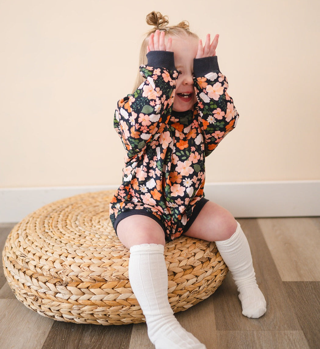 Oversized Cozy Romper - Midnight Floral