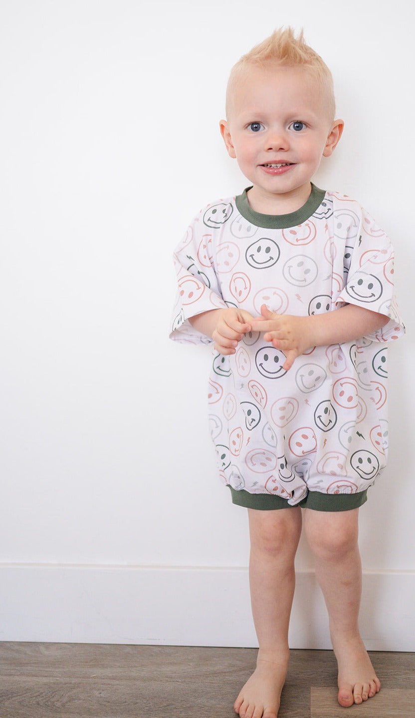 T-shirt Bubble Romper - Smiley Bolt