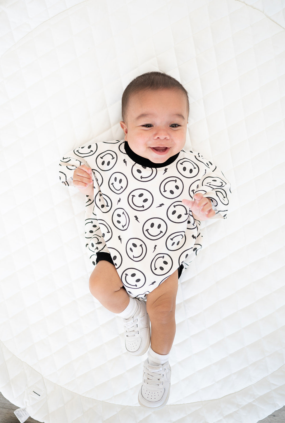 Oversized T-shirt Bubble Romper- Electric Smiley