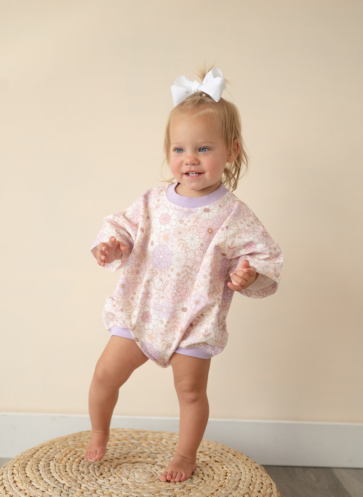 Oversized T-shirt Bubble Romper- Wildflower Whisper