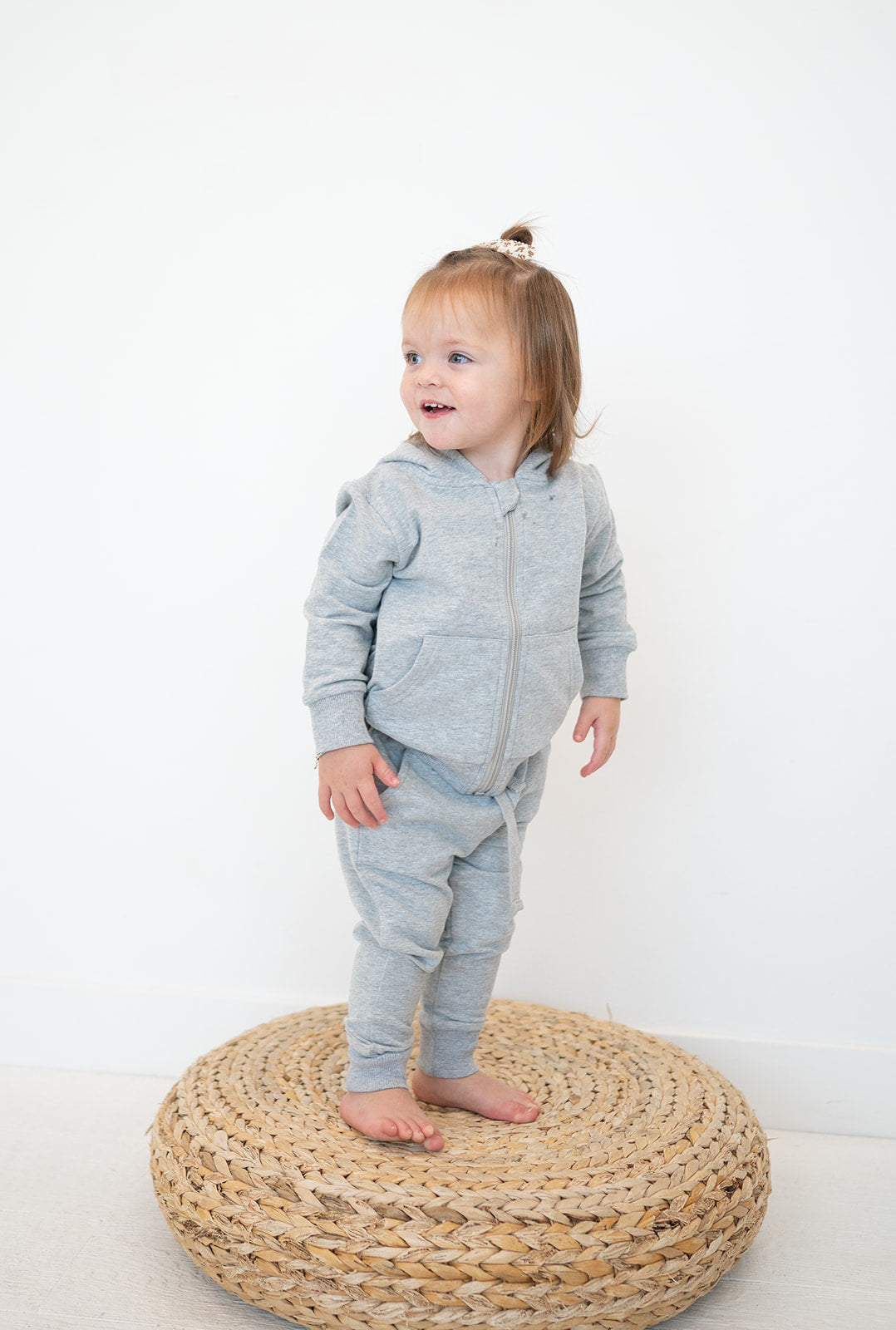 Stone Gray Organic Cotton 2-Piece Zip Jogger Sweatsuit