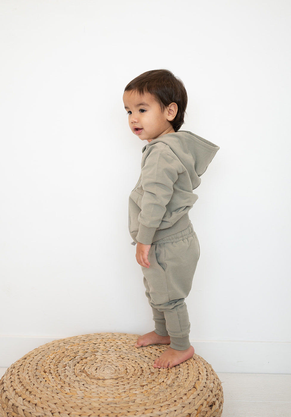 Sage Green Organic Cotton 2-Piece Zip Jogger Sweatsuit