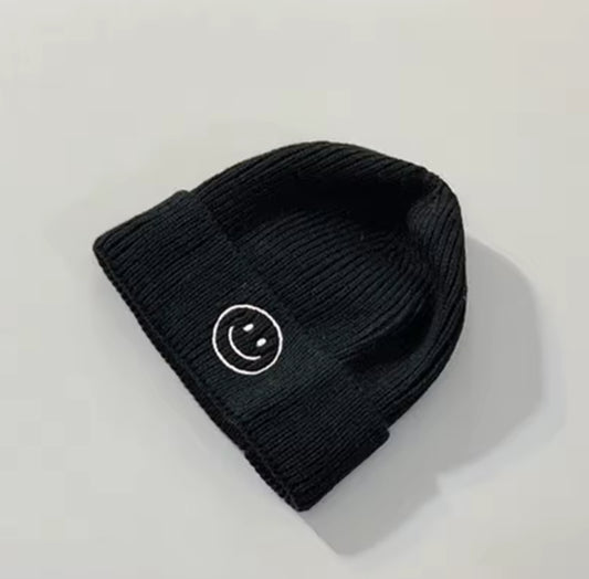 Black Smiley Beanie
