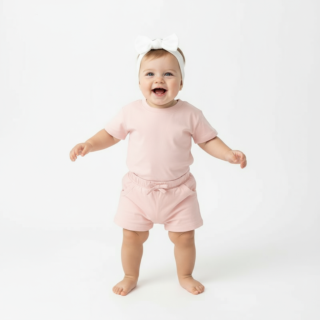 Organic Cotton 2 Piece Set- Peony Pink