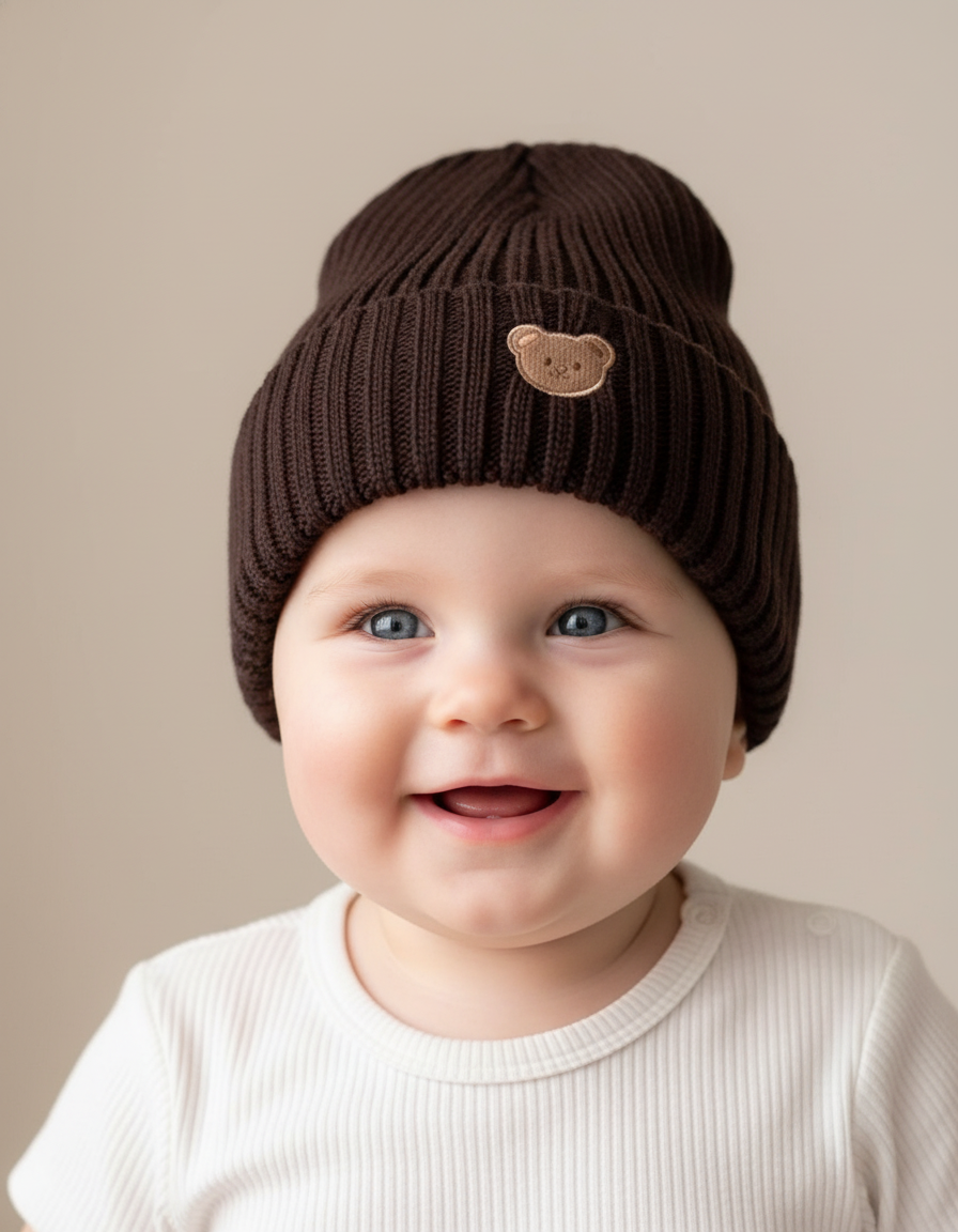Dark Brown Teddy Bear Beanie